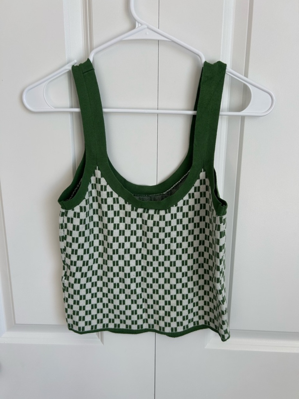 Abercrombie & Fitch Green Checker Knit Tank Top - Women's - Picture 3 of 3